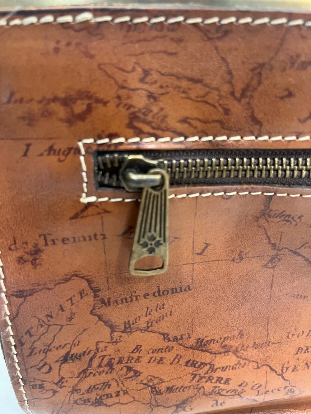 Patricia Nash Vintage Map Leather Frame Clutch Bag